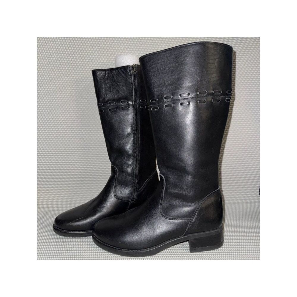L.L. Bean Black Leather Calf-high Zip Stitched Riding Boots Women’s Size 6.5M